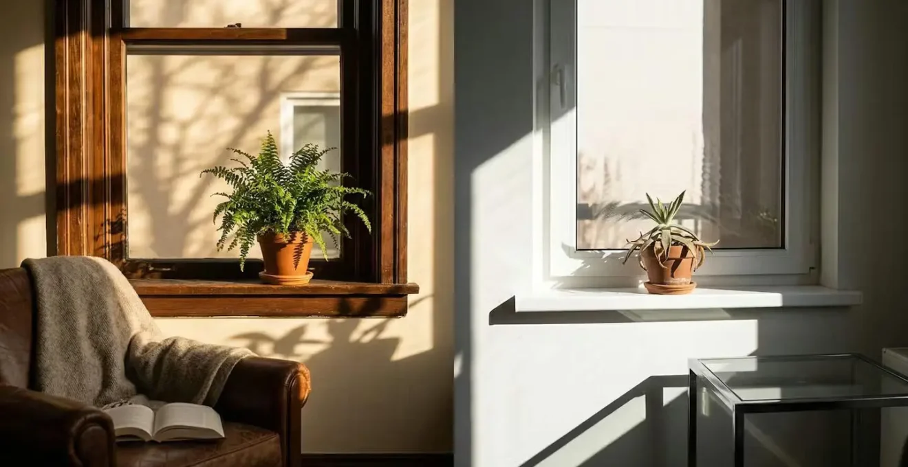 Comparaison visuelle du déphasage thermique entre menuiseries bois et PVC en été