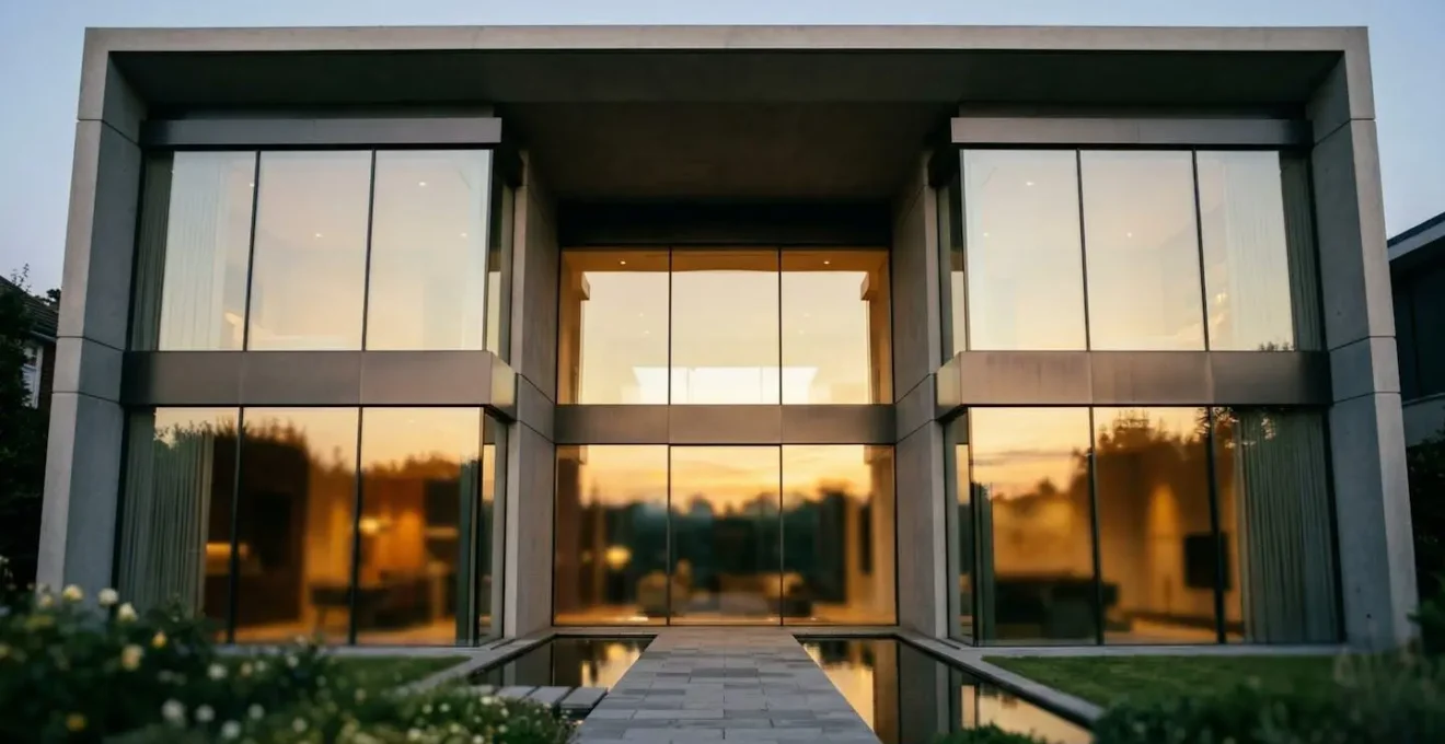 Façade contemporaine avec fenêtres minimalistes à ouvrant caché