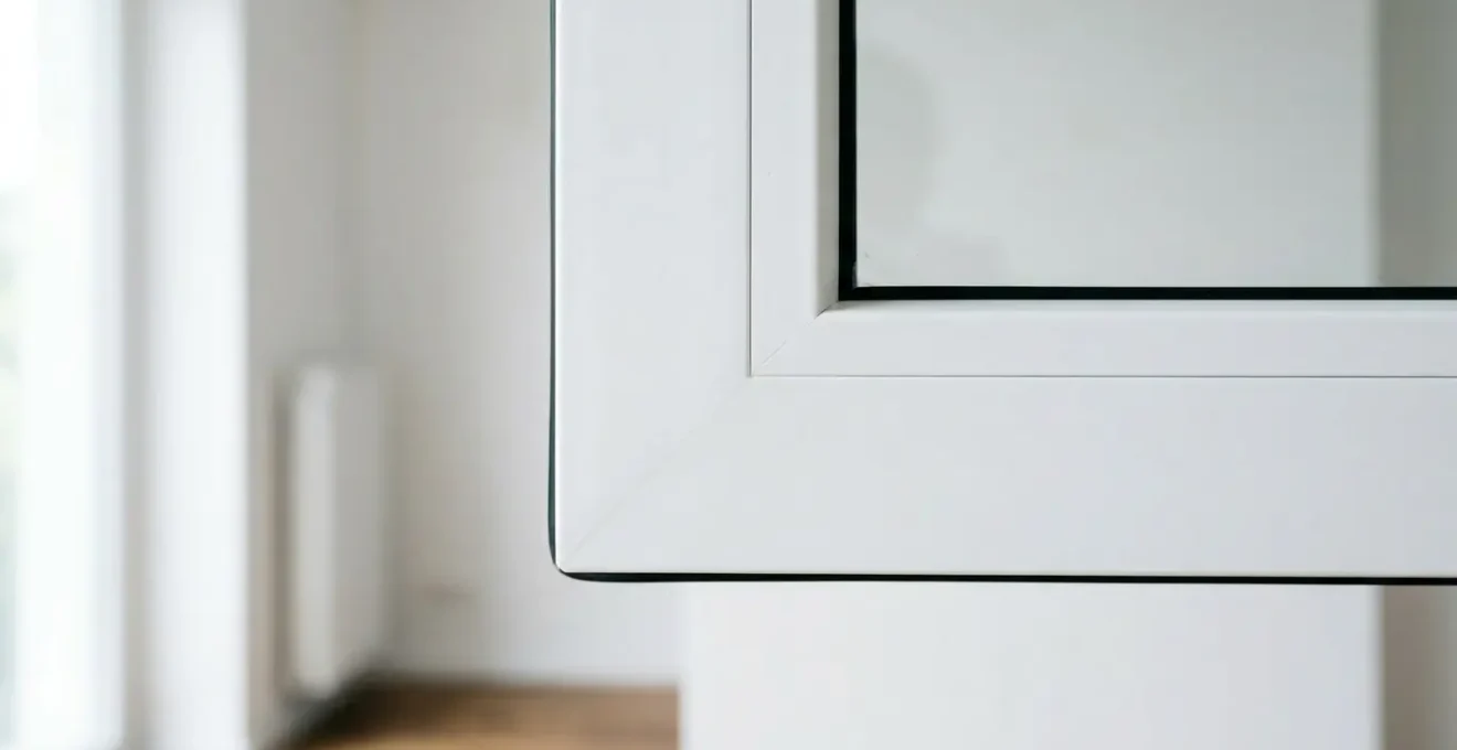 Angle parfait d'une fenêtre PVC haut de gamme avec soudure invisible dans un intérieur moderne et lumineux