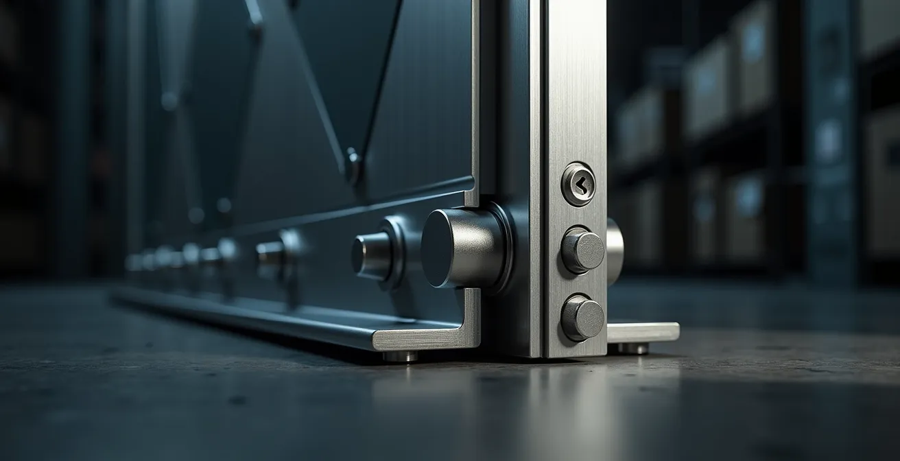 Détail technique d'un système de verrouillage multipoints pour baie vitrée