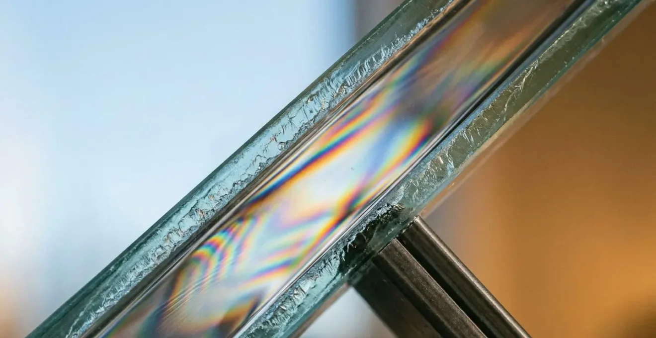 Coupe technique d'un double vitrage asymétrique montrant les différentes épaisseurs de verre